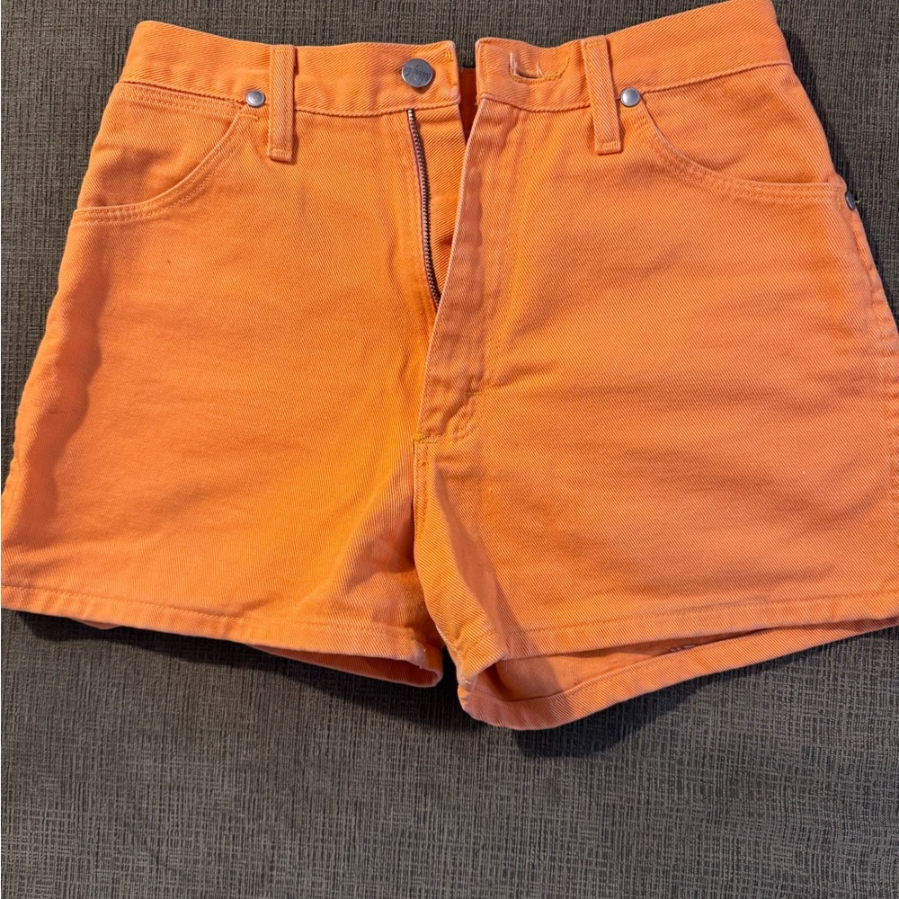 90s Vintage Levi Wrangler Demin Tangerine Hot Orange Women's High Rise Shorts